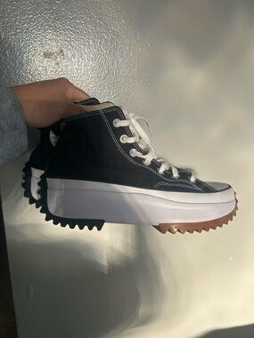 Converse Black and White High-Top Platform Run Star Hike Sneaker